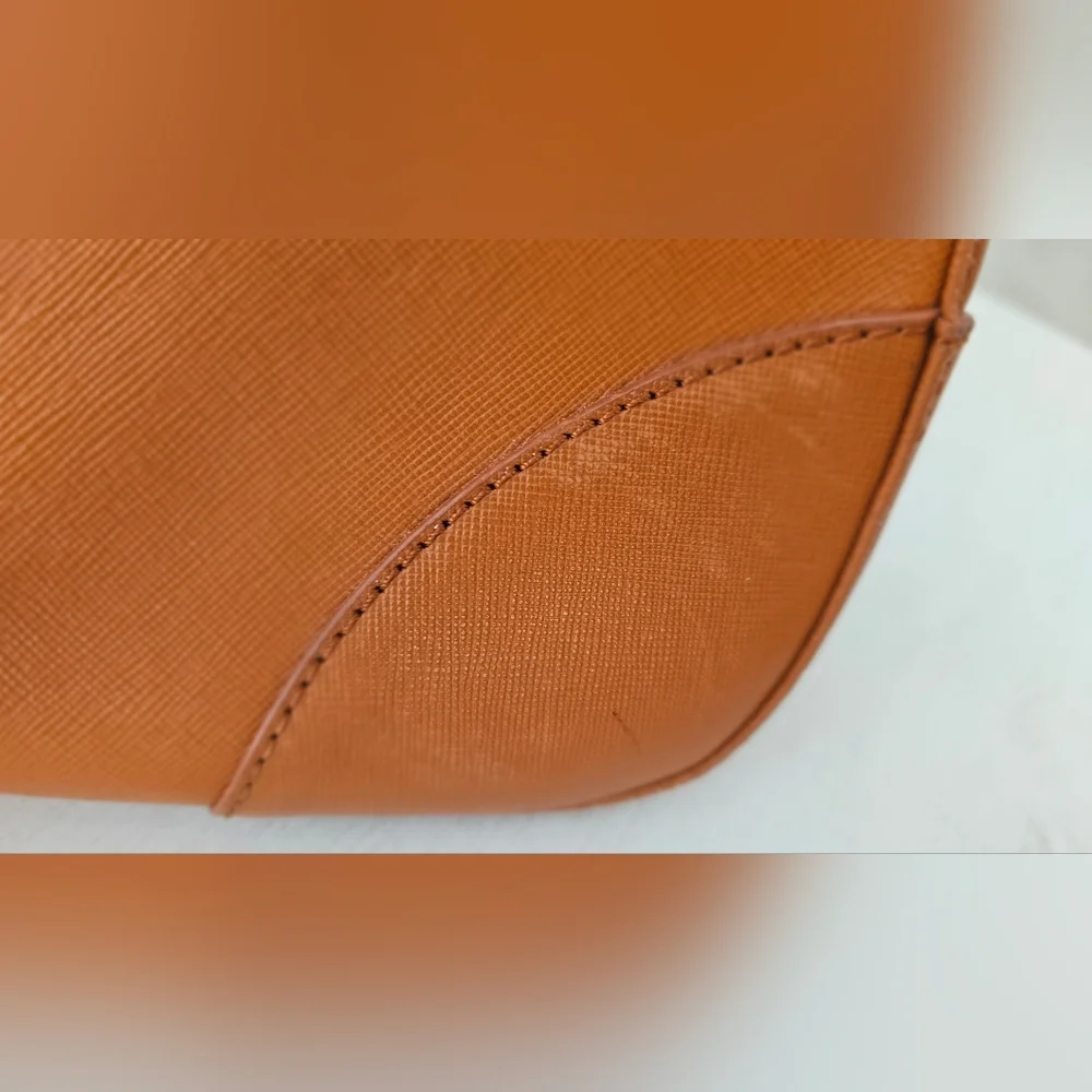 Tory Burch Cognac Leather Tote with Gold Logo